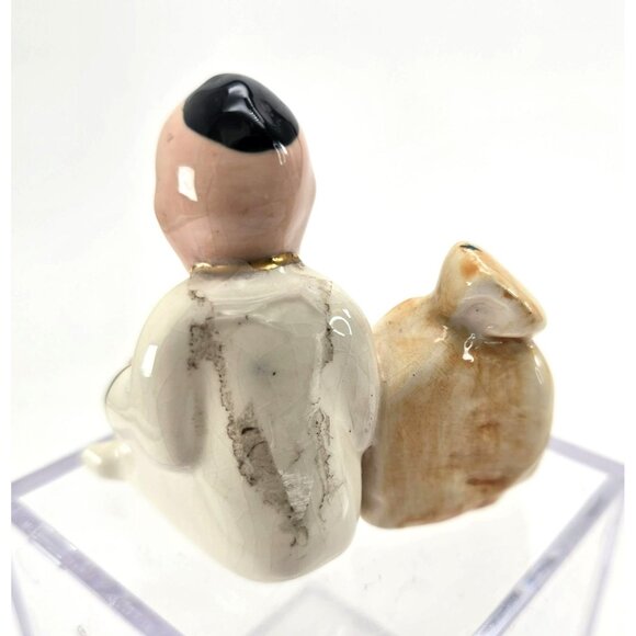 Vintage Seated Oriental Ceramic Figurines Set With Coin Pouch Motif je223 - Picture 10 of 10